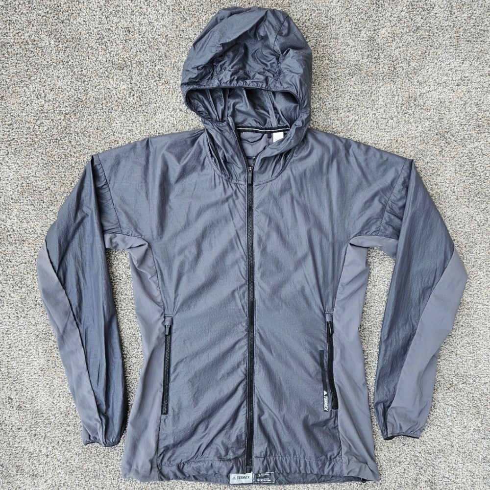 Adidas Terrex Agravic Alpha Shield Gray Hooded Super Lightweight Jacket Womens S